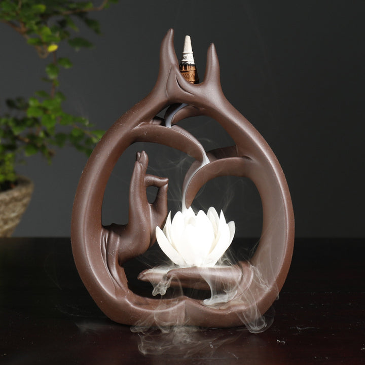 Artistic Lotus Hand Gesture Incense Holder