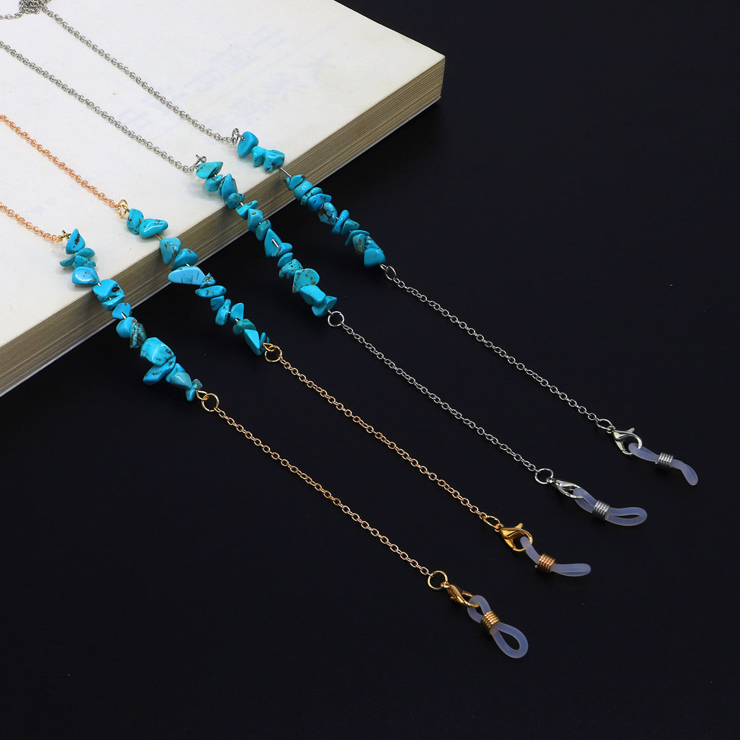Stylish Eyewear Chain with Natural Stone Accents Bowlift
