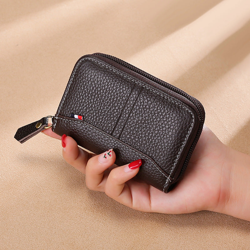Compact Leather Zipper Wallet