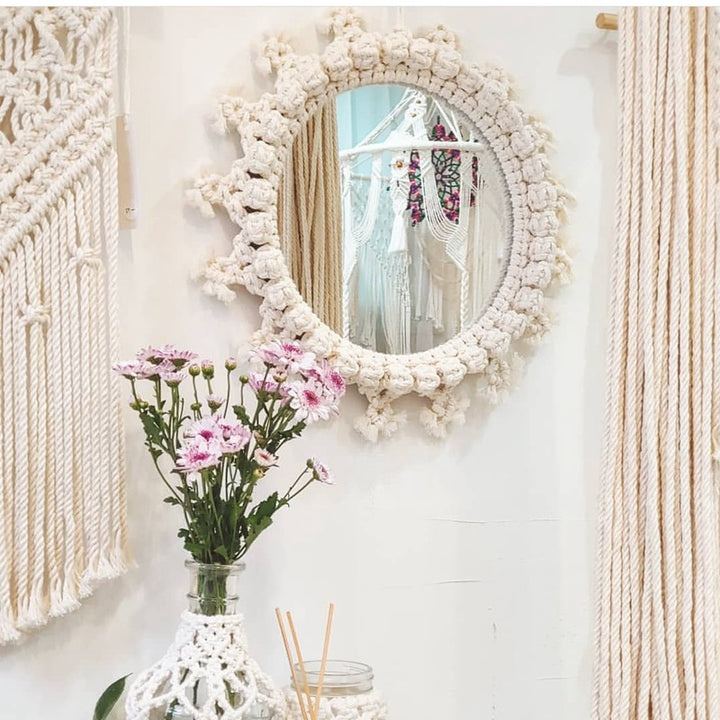 Decorative Macrame Wall Mirror Bowlift