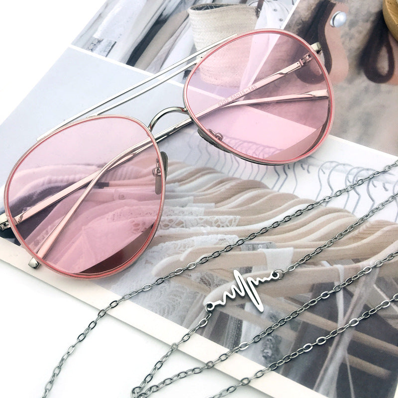 Trendy Heartbeat Design Eyewear Chain Bowlift