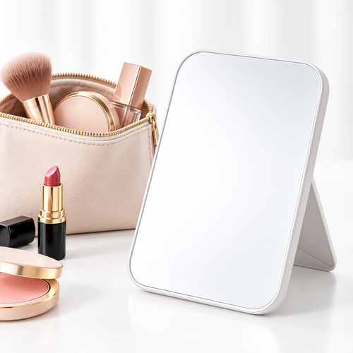 Foldable Tabletop Makeup Mirror with Adjustable A-Frame Stand Bowlift