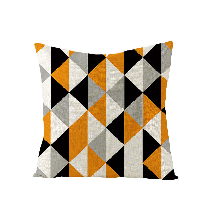 Modern Mid-Century Triangle Pattern Linen Cushion Cover with Concealed Zip