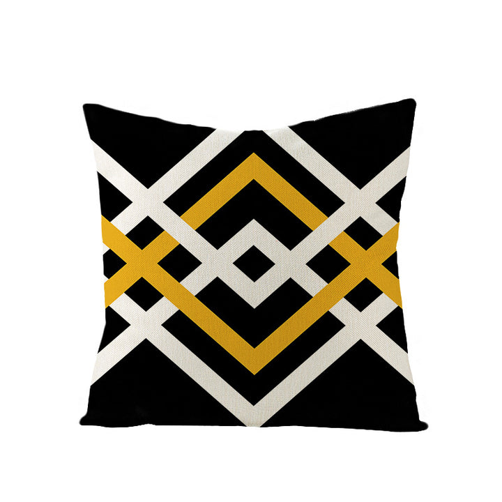 Modern Mid-Century Triangle Pattern Linen Cushion Cover with Concealed Zip