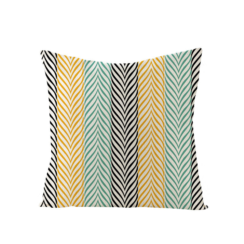Modern Mid-Century Triangle Pattern Linen Cushion Cover with Concealed Zip