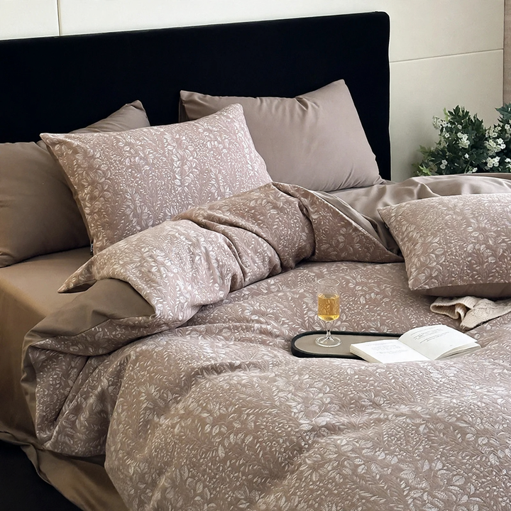 Cotton bedding set, 4-piece, geometric pattern