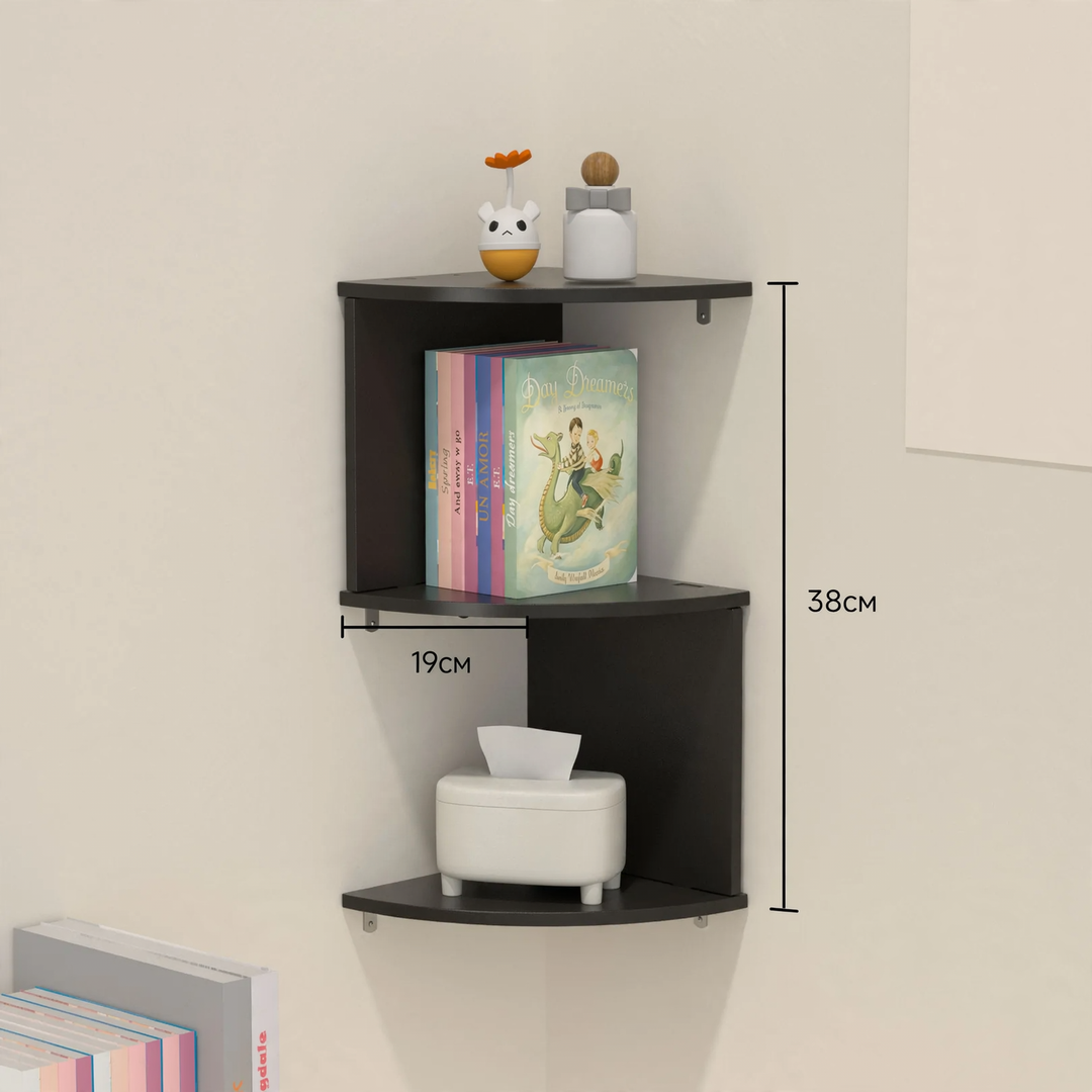 Corner shelf made of dense plywood, multi-layered