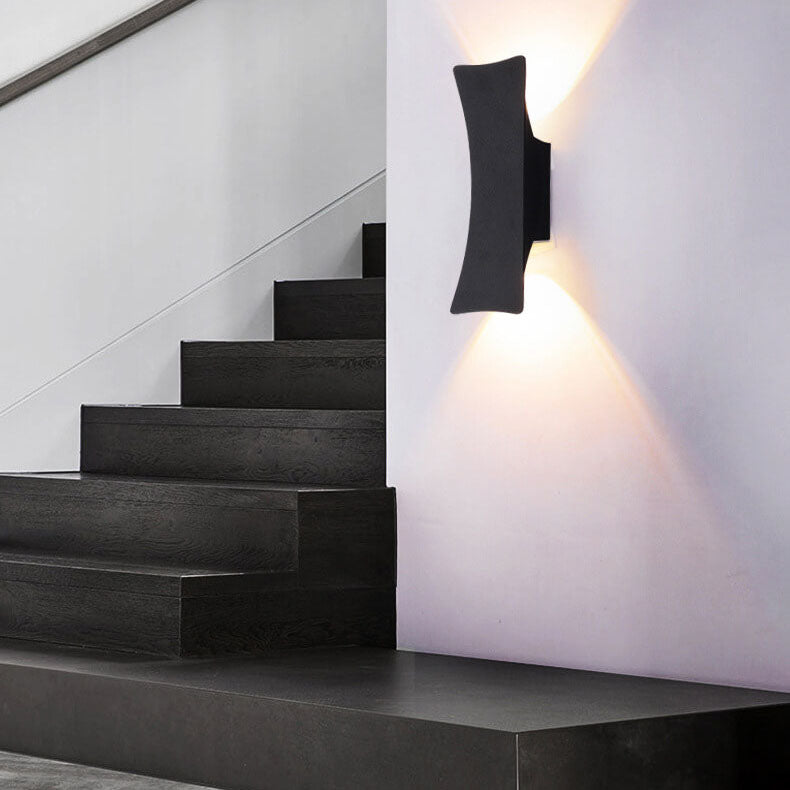 Modern Simple Rectangular Curved LED Outdoor Waterproof Wall Sconce Lamp | Bowlift