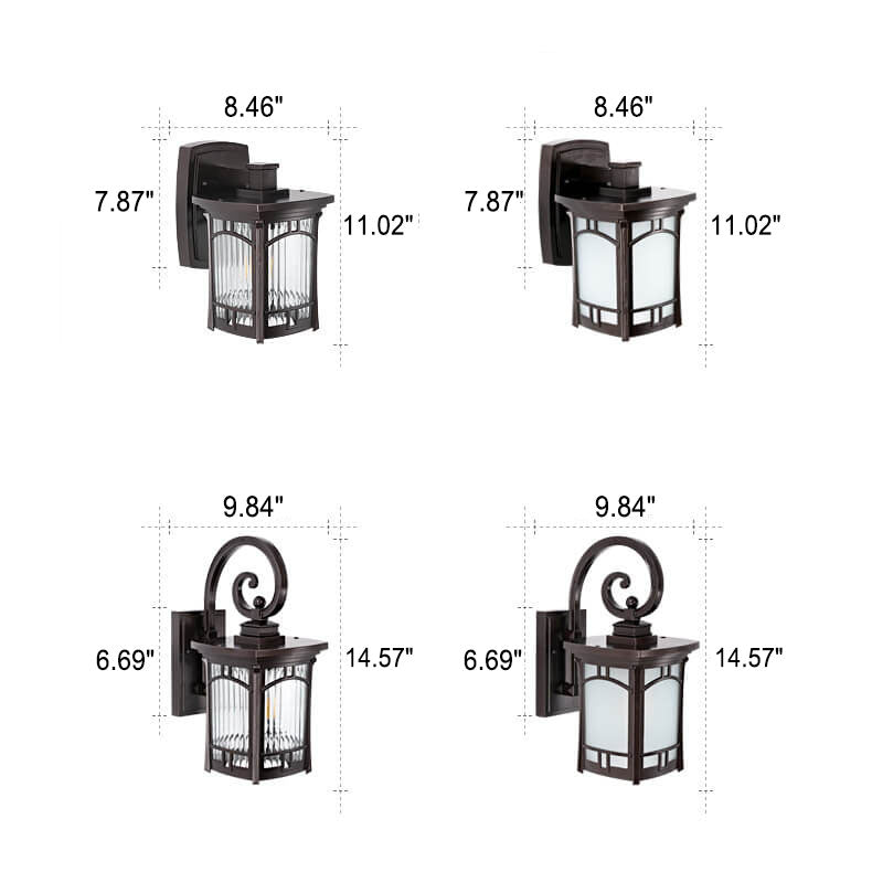 Modern Square Aluminum Glass Carved 1-Light Outdoor Waterproof Wall Sconce Lamp | Bowlift