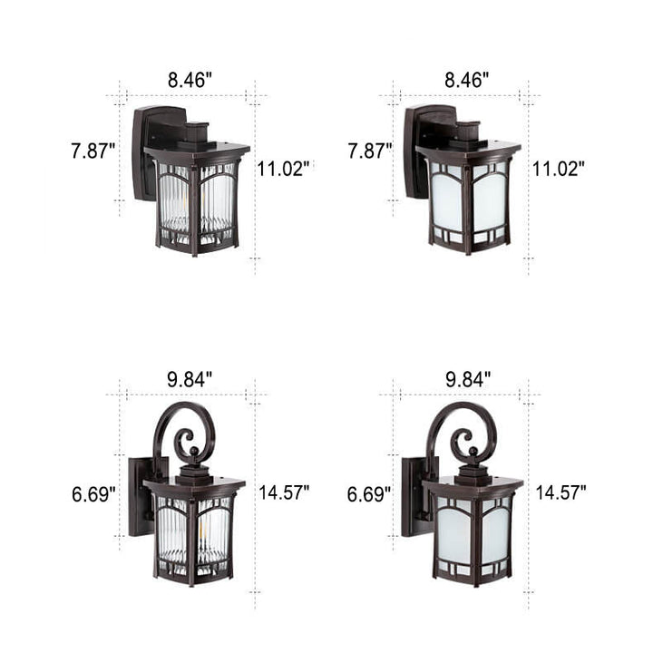 Modern Square Aluminum Glass Carved 1-Light Outdoor Waterproof Wall Sconce Lamp | Bowlift
