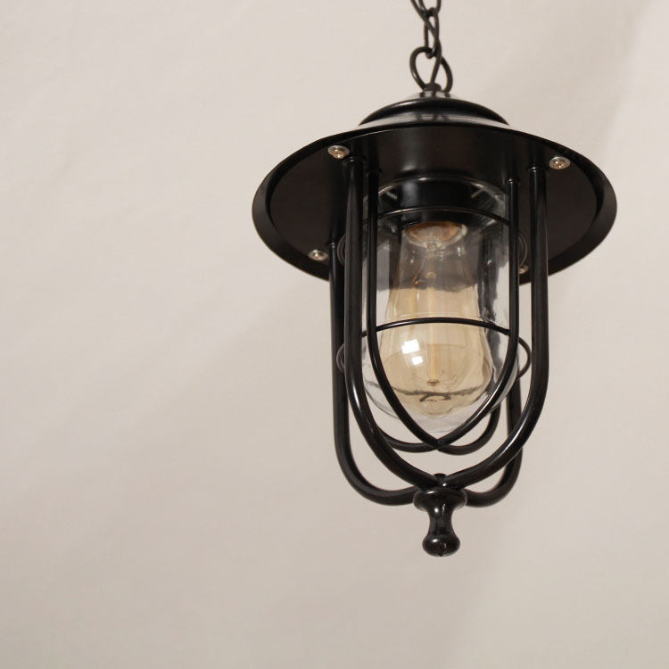 Industrial Vintage Aluminum Cage Glass 1-Light Outdoor Waterproof Pendant Light | Bowlift