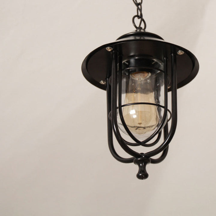 Industrial Vintage Aluminum Cage Glass 1-Light Outdoor Waterproof Pendant Light | Bowlift