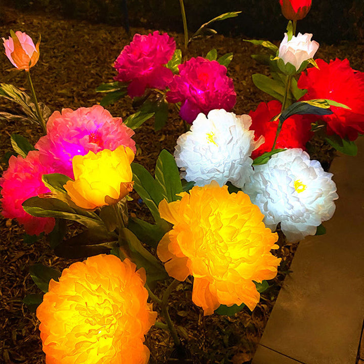 Contemporary Creative Solar Peony Flower LED Waterproof Lawn Landscape Insert Light For Outdoor Patio | Bowlift