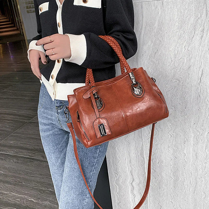 BowLift | New oil wax leather handbags Boston soft leather large tote bag