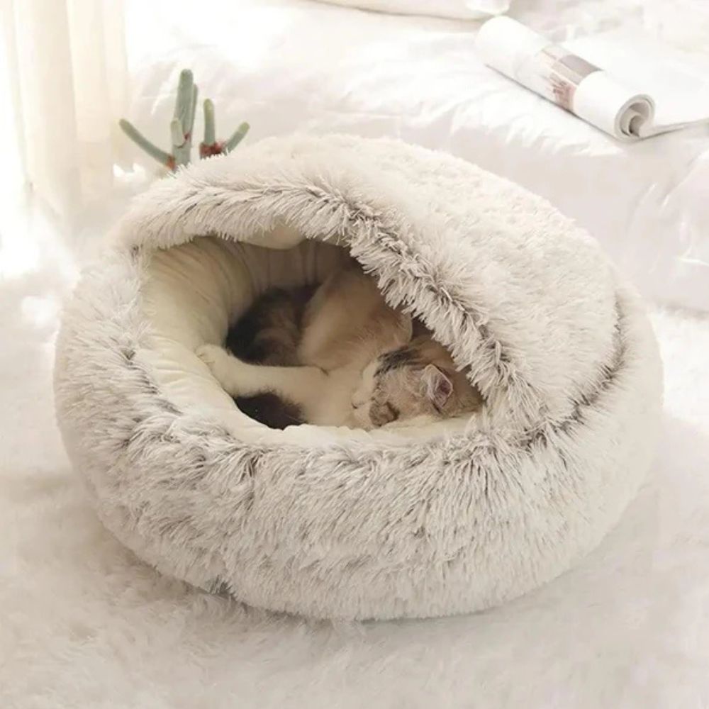 BowLift | Round Hooded Faux Fur Pet Bed