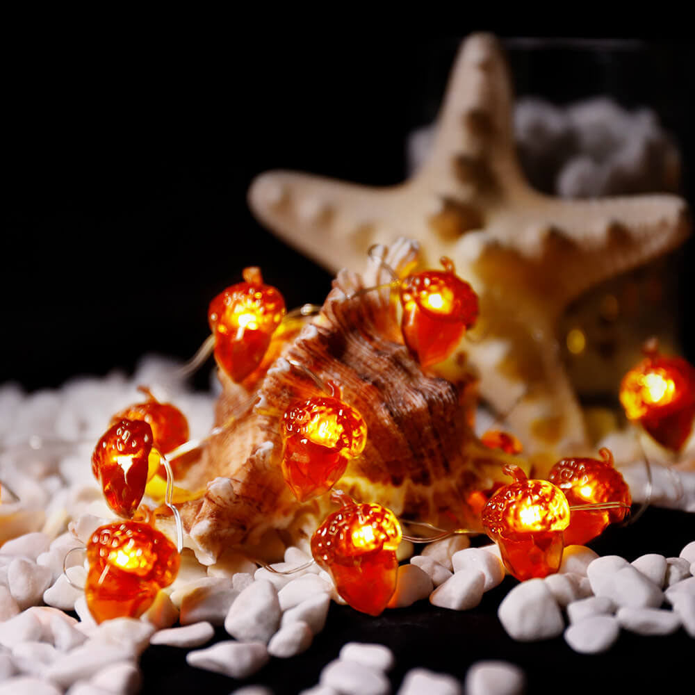 BowLift | Modern Thanksgiving Maple Acorn Pumpkin Decoration 30 LED String Lights