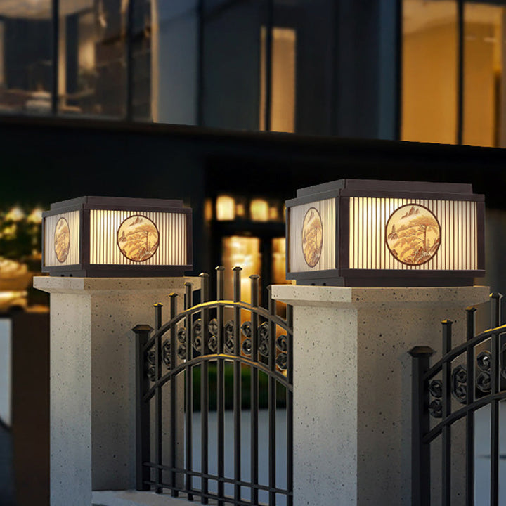Modern Minimalist Solar Waterproof Square Aluminum Glass LED Post Head Light For Garden | Bowlift