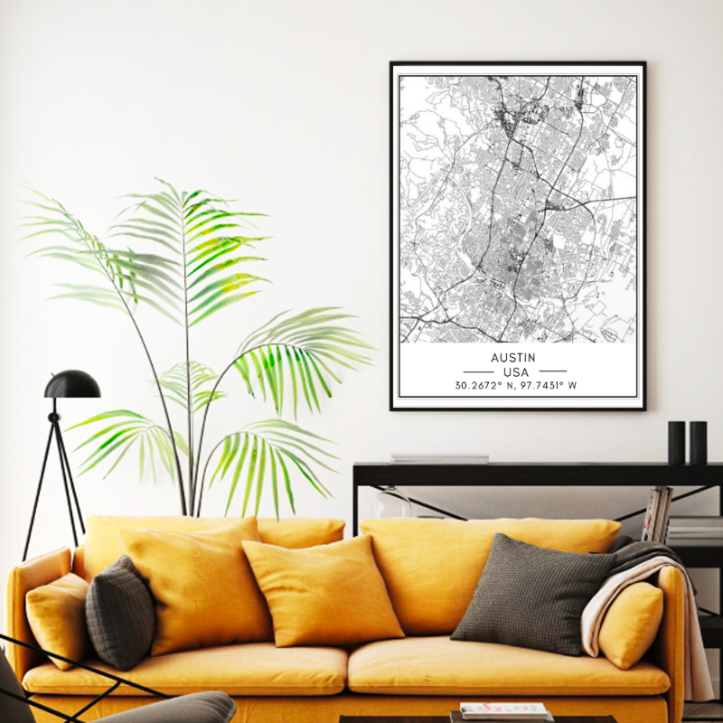 Austin City Map - Canvas Wall Art Painting | Bowlift