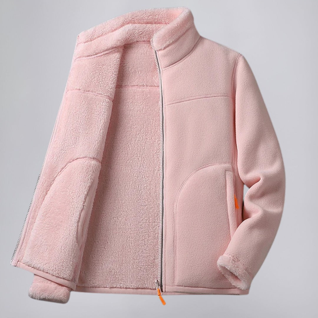 Fleece Zip Jacket with Stand Collar and Soft Interior