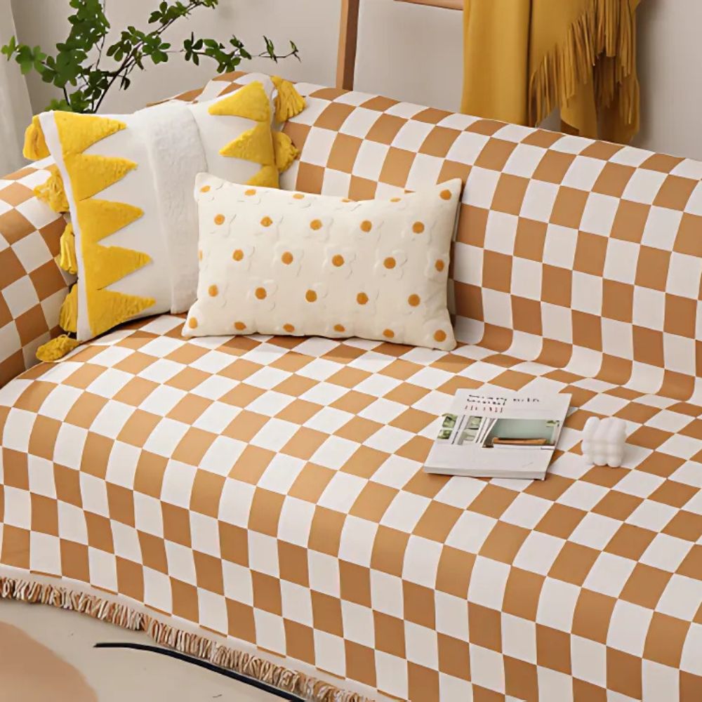 BowLift | Checkerboard Anti-Scratch Sofa Cover