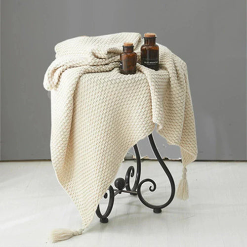 BowLift | NordiWrap Knitted Wool Blanket with Tassels | Nordic Design | Cozy & Elegant | Perfect for Home