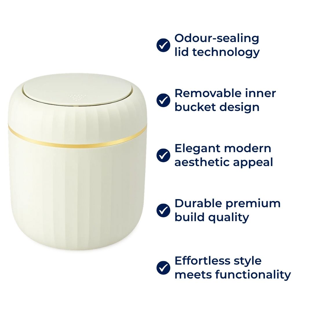 Odour-Sealing Lid – Durable Removable Inner Bucket – Compact Space-Saving Design – Keeps Desks Clean & Fresh Bowlift