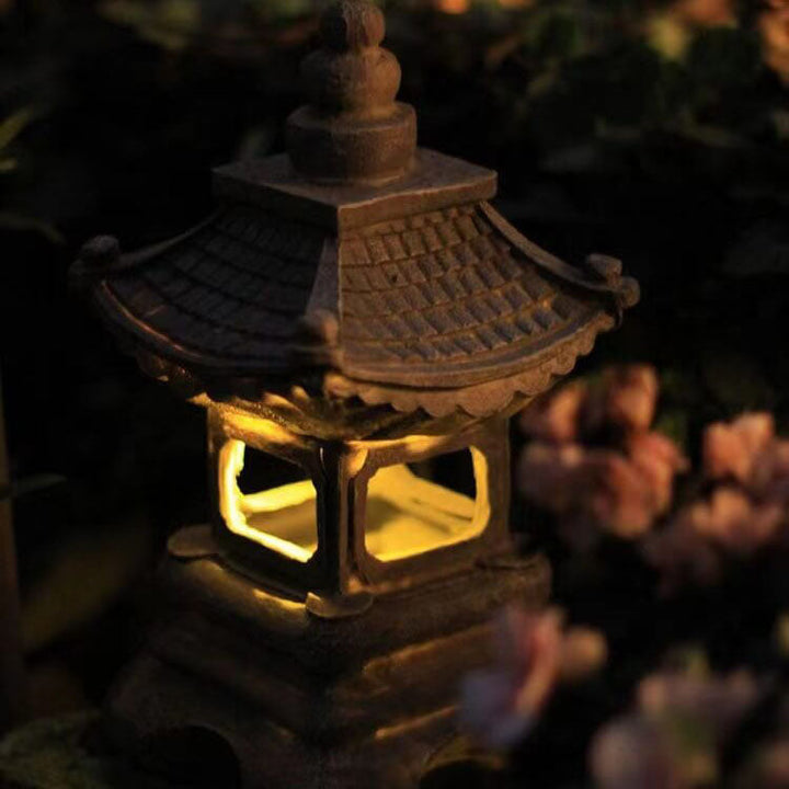 Retro Decorative Solar Tower Resin LED Outdoor Landscape Lighting | Bowlift