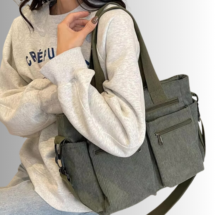 BowLift | Urban Cord Tote Stylish Corduroy Shoulder Bag – Spacious, Lightweight & Functional Everyday Tote
