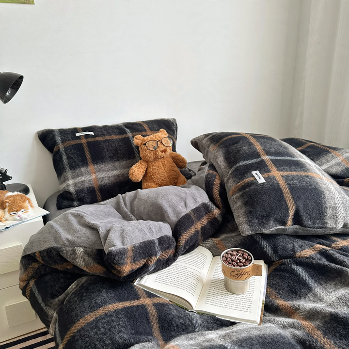 Milk fleece bedding set, reversible, warming
