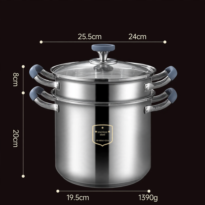 Stainless Steel Soup Pot 24 cm with Glass Lid
