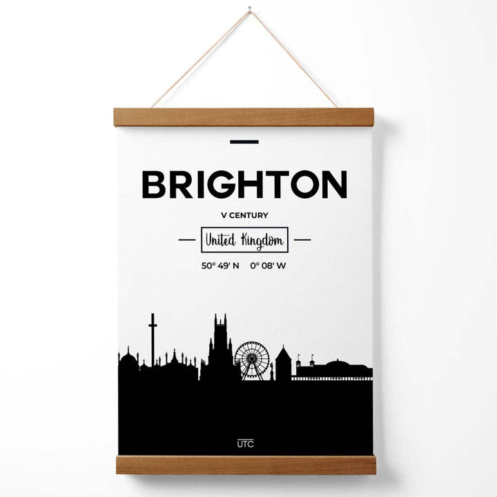 Brighton Black and White City Skyline Poster with Hanger | Bowlift
