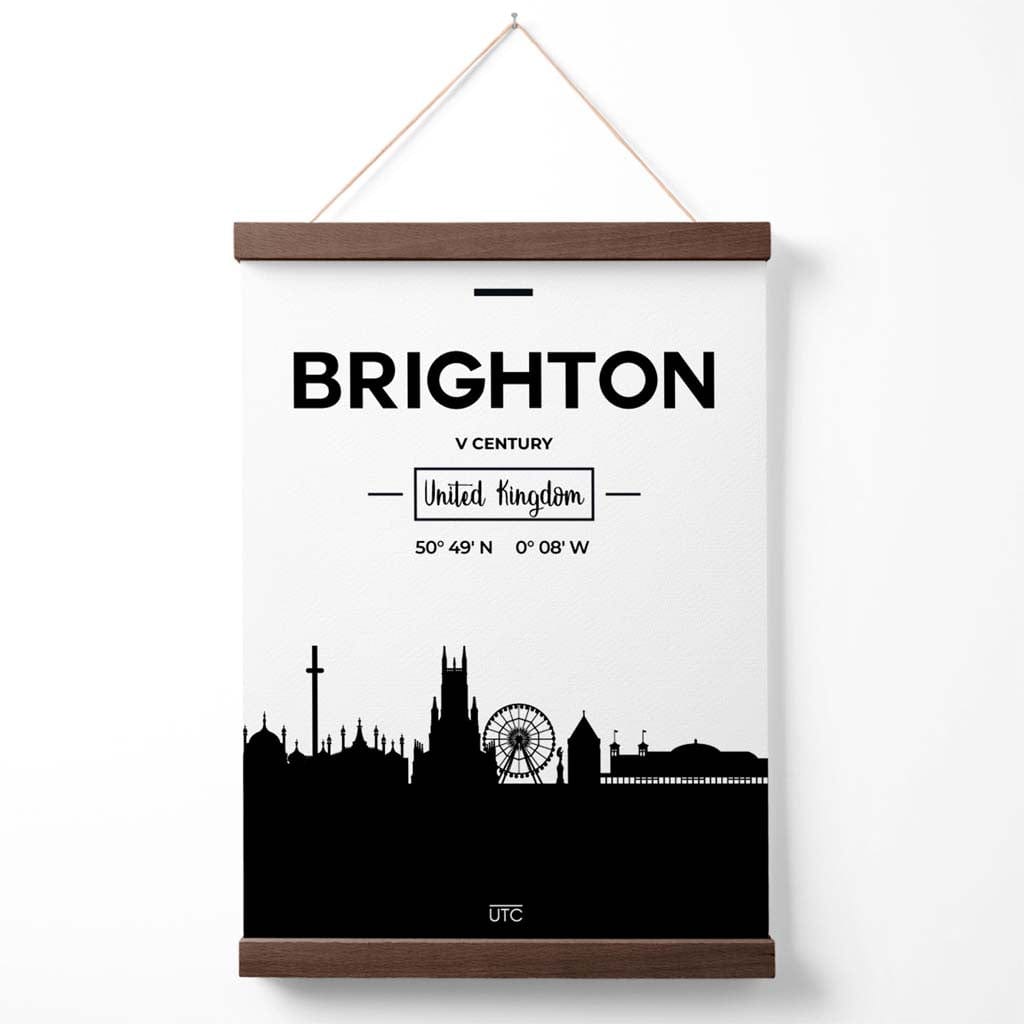 Brighton Black and White City Skyline Poster with Hanger | Bowlift
