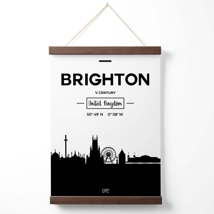 Brighton Black and White City Skyline Poster with Hanger | Bowlift
