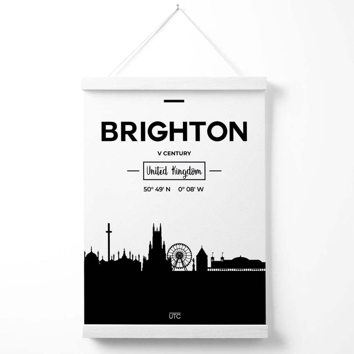 Brighton Black and White City Skyline Poster with Hanger | Bowlift