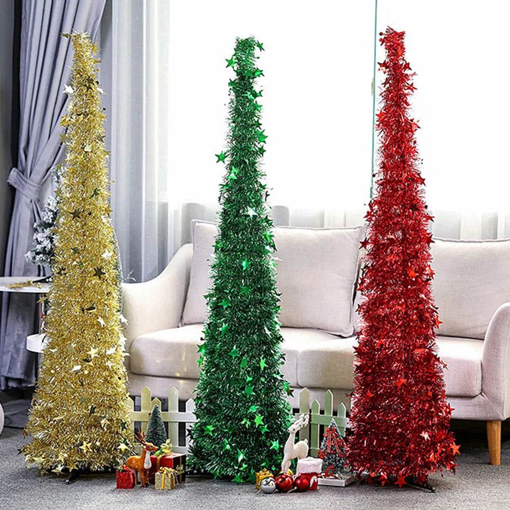 BowLift | Artificial Tinsel Up Christmas Tree With Stand Gorgeous Collapsible Artificial Christmas Tree For Christmas Decorations