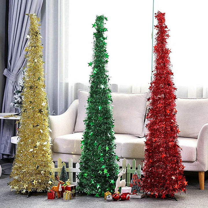 BowLift | Artificial Tinsel Up Christmas Tree With Stand Gorgeous Collapsible Artificial Christmas Tree For Christmas Decorations