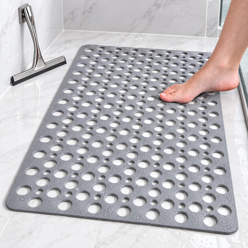 Drainage Bath Mat with Perforated Anti-Slip Surface Bowlift