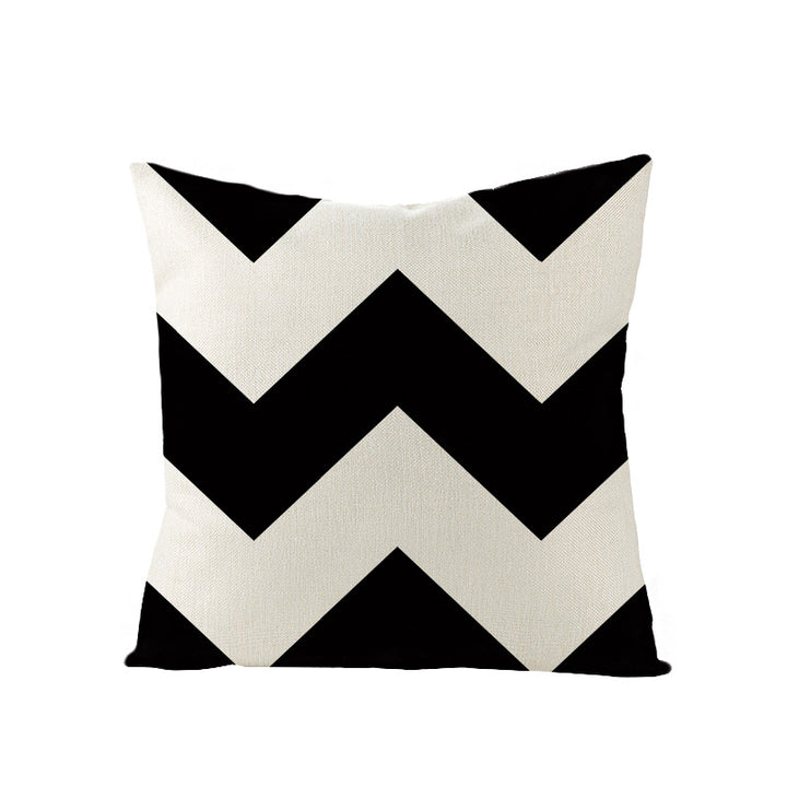 Concentric Square Linen-Texture Throw Pillow Cover with Modern Geometric Print