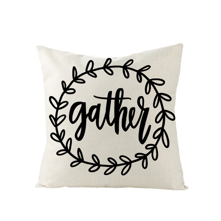 Concentric Square Linen-Texture Throw Pillow Cover with Modern Geometric Print