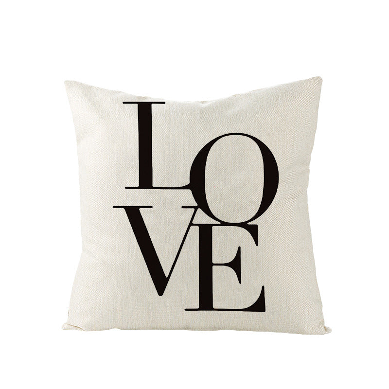 Concentric Square Linen-Texture Throw Pillow Cover with Modern Geometric Print