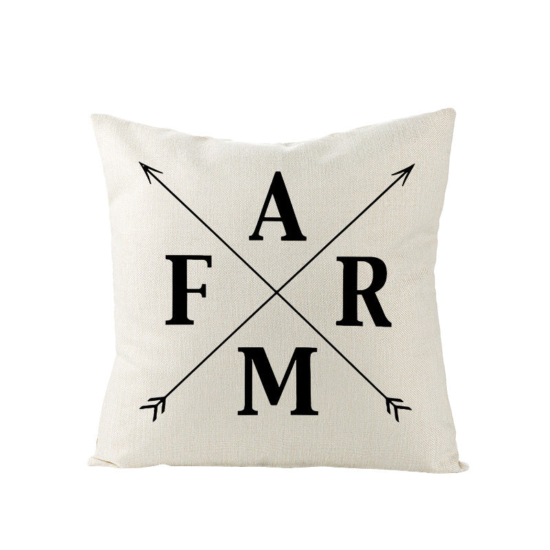 Concentric Square Linen-Texture Throw Pillow Cover with Modern Geometric Print
