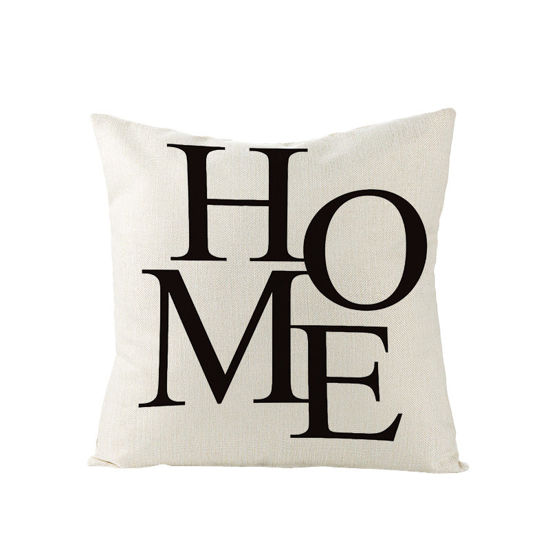 Concentric Square Linen-Texture Throw Pillow Cover with Modern Geometric Print