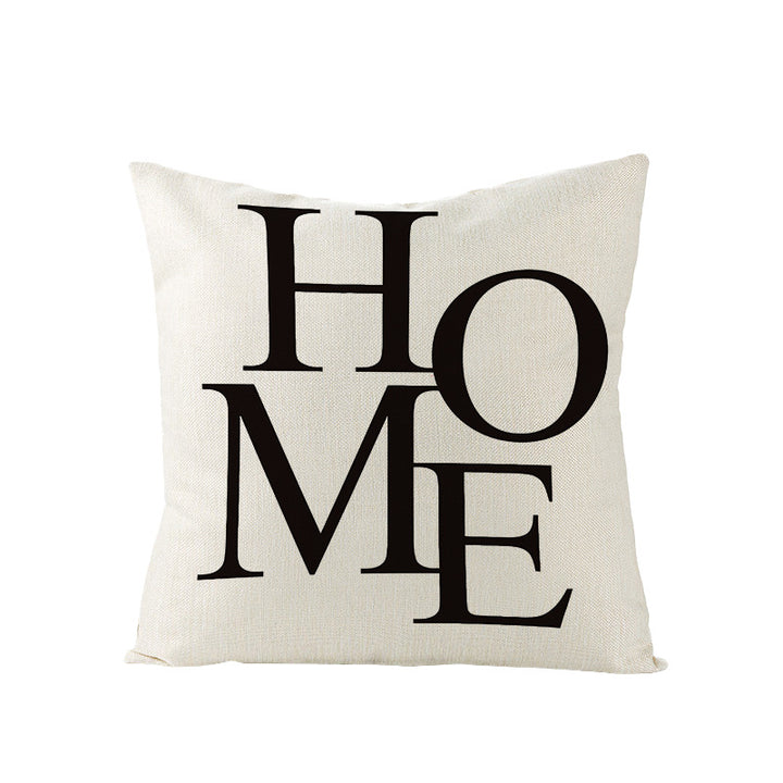 Concentric Square Linen-Texture Throw Pillow Cover with Modern Geometric Print