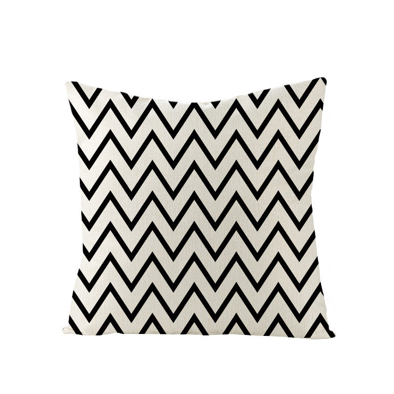 Concentric Square Linen-Texture Throw Pillow Cover with Modern Geometric Print