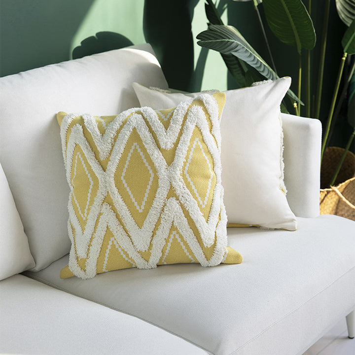 Decorative square cushion cover with tufted chenille diamond relief Bowlift