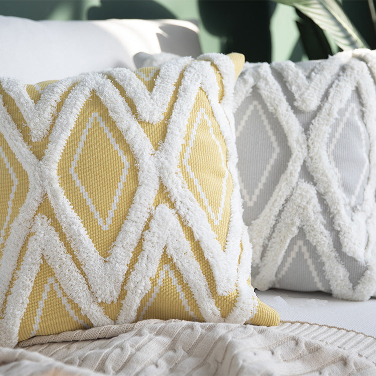 Decorative square cushion cover with tufted chenille diamond relief Bowlift