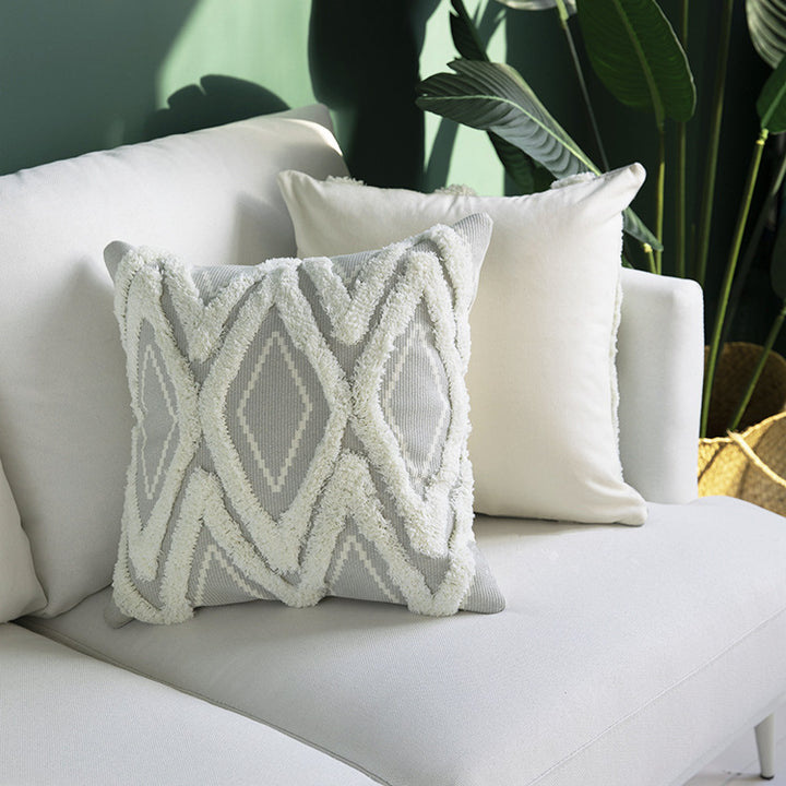 Decorative square cushion cover with tufted chenille diamond relief Bowlift