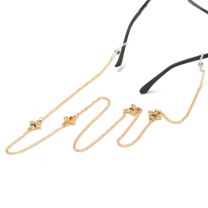Elegant Crystal-Embellished Eyewear Holder Chain Bowlift