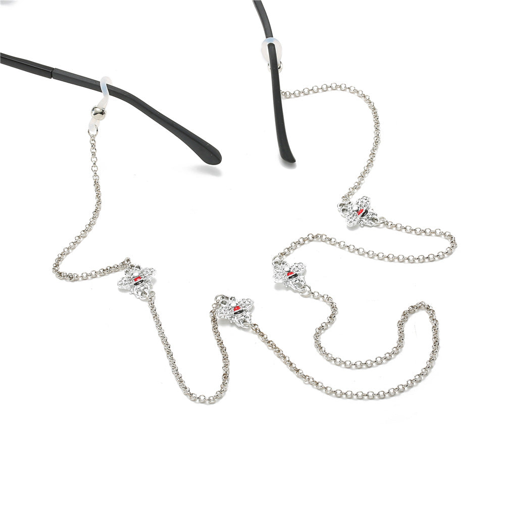 Elegant Crystal-Embellished Eyewear Holder Chain Bowlift