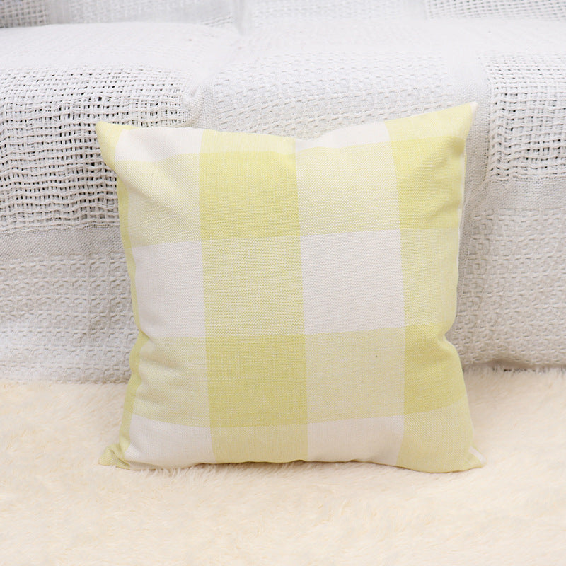 Square Gingham Weave Throw Pillow with Removable Cover